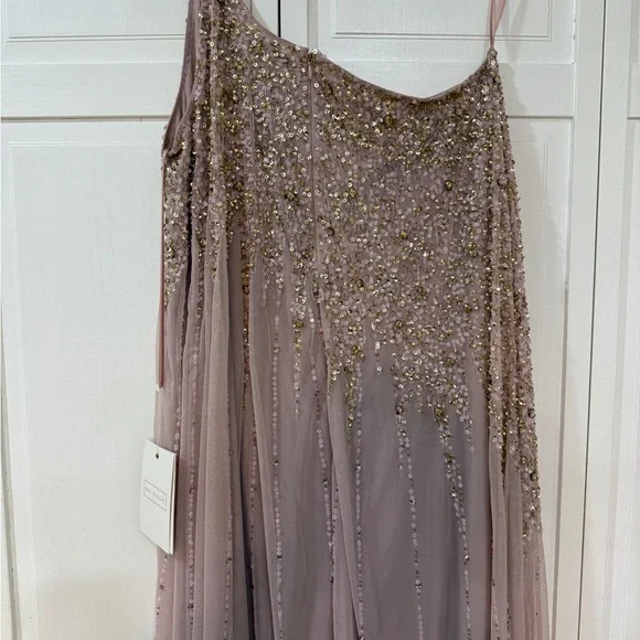 NWT Mac Duggal 9224 Pink One Shoulder Embellished Trapeze A Line Gown Size 14 - Picture 8 of 17